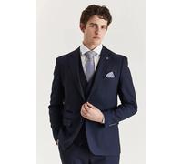 Paul Andrew Regent - Men's Navy 3 Piece Prince Of Wales Checked Suit - 44" Jacket 38" Trousers