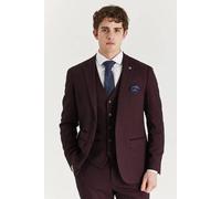 Paul Andrew Regent - Men's Wine Checked Tailored Fit Blazer - 38