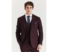 Paul Andrew Regent - Men's Wine Checked Tailored Fit Blazer - 44