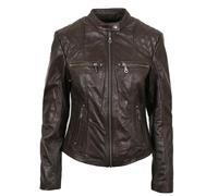 PAUL BERMAN Pelle D’annata Ladies Real Leather Biker Jacket in Dark Brown 10