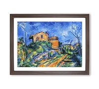 Paul Cezanne Landscape and Houses No.1 Classic Painting Framed Print | A2 Walnut Framed Wall Art | Ready to Hang | Classic Historical Picture | Living Room Bedroom Lounge Office