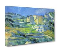 Paul Cezanne Landscape and Houses No.2 Canvas Print | Gallery Wrapped 30mm Frame Wall Art | 20x14 inches | Ready to Hang | Impressionist Landscape Picture | Living Room Bedroom Lounge Office