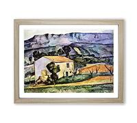 Paul Cezanne Landscape and Houses No.3 Classic Painting Framed Wall Art Print, Ready to Hang Picture for Living Room Bedroom Home Office Décor, Oak A3 (46 x 34 cm)