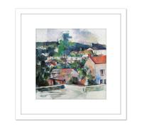 Paul Cezanne Landscape Cropped 8X8 Inch Square Wooden Framed Wall Art Print Picture with Mount Artery8 White One Size