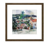 Paul Cezanne Landscape Cropped 8X8 Inch Square Wooden Framed Wall Art Print Picture with Mount Artery8 Brown One Size
