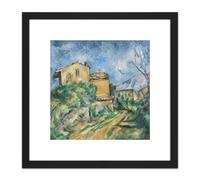Paul Cezanne Maison Maria With A View Of Chateau Noir Cropped 8X8 Inch Square Wooden Framed Wall Art Print Picture with Mount Artery8 Black One Size