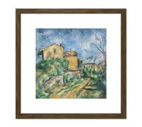 Paul Cezanne Maison Maria With A View Of Chateau Noir Cropped 8X8 Inch Square Wooden Framed Wall Art Print Picture with Mount Artery8 Brown One Size
