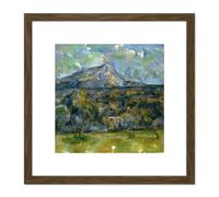 Paul Cezanne Mont Sainte Victoire 8X8 Inch Square Wooden Framed Wall Art Print Picture with Mount Artery8 Brown One Size