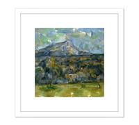 Paul Cezanne Mont Sainte Victoire 8X8 Inch Square Wooden Framed Wall Art Print Picture with Mount Artery8 White One Size