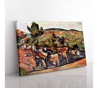 Paul Cezanne Mountains in Provence Classic Painting Canvas Wall Art Print Ready to Hang, Framed Picture for Living Room Bedroom Home Office Décor, 50x35 cm (20x14 Inch)