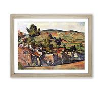 Paul Cezanne Mountains in Provence Classic Painting Framed Print | A2 Oak Framed Wall Art | Ready to Hang | Classic Landscape Picture | Living Room Bedroom Lounge Office