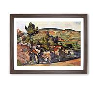 Paul Cezanne Mountains in Provence Classic Painting Framed Print | A3 Walnut Framed Wall Art | Ready to Hang | Classic Landscape Picture | Living Room Bedroom Lounge Office