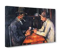 Paul Cezanne The Card Players No.1 Canvas Print | Gallery Wrapped 30mm Frame Wall Art | 24x16 inches | Ready to Hang | Impressionist Picture | Living Room Bedroom Lounge Office