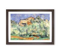 Paul Cezanne The Farm of Bellevue Framed Print | A2 Walnut Framed Wall Art | Ready to Hang | Modern Historical Picture | Living Room Bedroom Lounge Office