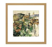 Paul Cezanne The Village Of Gardanne Cropped 8X8 Inch Square Wooden Framed Wall Art Print Picture with Mount Artery8 Light Oak One Size