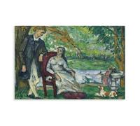 Paul-Cezannes The Conversation Canvas Poster Bedroom Decor Landscape Office Room Decor Gift Unframe-style 16x24inch(40x60cm)