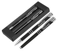 Paul Clover Personalised Elegant Blue Ink Ballpoint Engraved Pen with Black Ink Refill in Gift Box - Personalised Anniversary Or Any Gift Idea - Enter Your Custom Text