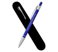 Paul Clover Personalised Engraved Aluminium Ballpoint Pen in a Velvet Pouch, Blue Ink - Personalised Gifts for Anniversary or Any Gift Idea, Gifts for Men, Gifts For Woman - Enter Your Custom Text