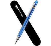 Paul Clover Personalised Engraved Aluminium Sonic Ballpoint Pen In a Velvet Pouch, Blue Ink plus Black Ink - Personalised Gifts For Anniversary Or Any Gift Idea - Enter Your Custom Text (Blue)