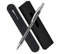 Paul Clover Personalised Engraved Ballpoint Pen with Blue Ink in a Velvet Pouch with Classy Gift Box, Gifts Christmas, Gifts for Men and Women - Enter Your Custom Engraving (Graphite)