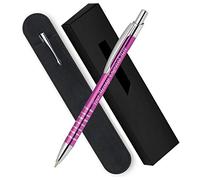 Paul Clover Personalised Engraved Ballpoint Pen with Blue Ink in a Velvet Pouch with Classy Gift Box, Gifts Christmas, Gifts for Men and Women - Enter Your Custom Engraving (Pink)