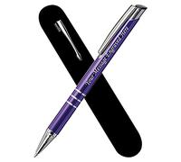 Paul Clover Personalised Engraved Blue Ink Ballpoint Pen with Medium Point - Refillable - Lacquered Aluminium Finish - Incl. Gift-Ready Velvet Pouch & Black Refill - Great Gift for Men, Women - Purple