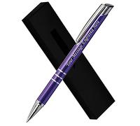 Paul Clover Personalised Engraved Blue Ink Ballpoint Pen with Medium Point - Refillable - Lacquered Aluminium Finish - Incl. Gift-Ready Box & Black Refill - Great Gift for Men, Women - Purple