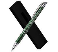 Paul Clover Personalised Engraved Blue Ink Ballpoint Pen with Medium Point - Refillable - Lacquered Aluminium Finish - Incl. Gift-Ready Box & Black Refill - Great Gift for Men, Women - Green