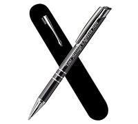 Paul Clover Personalised Engraved Blue Ink Ballpoint Pen with Medium Point - Refillable - Lacquered Aluminium Finish - Gift-Ready Velvet Pouch & Black Refill - Great Gift for Men, Women - Graphite