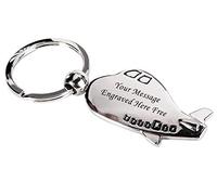 Paul Clover Personalised Engraved Chrome Airplane Keyring/Keychain In Gift Box - Enter Your Custom Text