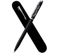 Paul Clover Personalised Engraved Elegant Metal Slim Ballpoint Pen in a Classy Velvet Pouch, Personalised Gifts for the Holidays or Christmas - Enter Your Custom Text (Black)