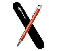 Paul Clover Personalised Engraved Metal Ballpoint Pen Comes In Velvet Pouch Blue Plus Black Ink Refill - Enter Your Custom Text (Orange)