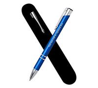 Paul Clover Personalised Engraved Metal Ballpoint Pen Comes In Velvet Pouch Blue Plus Black Ink Refill - Enter Your Custom Text (Blue)