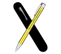 Paul Clover Personalised Engraved Metal Ballpoint Pen Comes In Velvet Pouch Blue Plus Black Ink Refill - Enter Your Custom Text (Yellow)