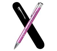 Paul Clover Personalised Engraved Metal Ballpoint Pen Comes In Velvet Pouch Blue Plus Black Ink Refill - Enter Your Custom Text (Pink)
