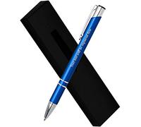 Paul Clover Personalised Engraved Metal Pen with 5 Black Ink Refills in a Lovely Gift Box, Personalised Gift for Anniversary, Christmas - Enter Your Custom Text (Blue)