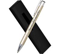 Paul Clover Personalised Engraved Metal Pen with 5 Black Ink Refills in a Lovely Gift Box, Personalised Gift for Anniversary, Christmas - Enter Your Custom Text (Gold)