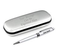 Paul Clover Personalised Engraved Pen and Engraved Classy Chrome Case - Personalised Gifts for Anniversary, Christmas, Gifts For Men and Women - Enter Your Custom Text (Pearl)