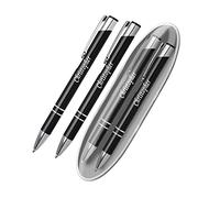 Paul Clover Personalised Laser Engraved Custom Metal Premium Pen & Pencil Set In A Gift Box, Unique Present, Gifts for Christmas, Gifts For Men and Women - Enter Your Custom Engraving (Black)