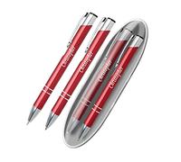 Paul Clover Personalised Laser Engraved Custom Metal Premium Pen & Pencil Set In A Gift Box, Unique Present, Gifts for Christmas, Gifts For Men and Women - Enter Your Custom Engraving (Red)