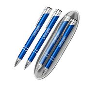 Paul Clover Personalised Laser Engraved Custom Metal Premium Pen & Pencil Set In A Gift Box, Unique Present, Gifts for Christmas, Gifts For Men and Women - Enter Your Custom Engraving (Royal Blue)