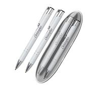 Paul Clover Personalised Laser Engraved Custom Metal Premium Pen & Pencil Set In A Gift Box, Unique Present, Gifts for Christmas, Gifts For Men and Women - Enter Your Custom Engraving (Silver)