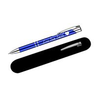 Paul Clover Personalised Pens For Women and Men Blue Ink Ballpoint Engraved Pen - Black Refill Included - Lacquered Aluminium Finish - Optional Velvet Pouch & Gift Box