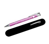 Paul Clover Personalised Pens For Women and Men Blue Ink Ballpoint Engraved Pen - Black Refill Included - Lacquered Aluminium Finish - Optional Velvet Pouch & Gift Box