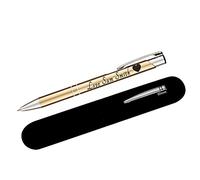 Paul Clover Personalised Pens For Women and Men Blue Ink Ballpoint Engraved Pen - Black Refill Included - Lacquered Aluminium Finish - Optional Velvet Pouch & Gift Box