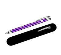 Paul Clover Personalised Pens For Women and Men Blue Ink Ballpoint Engraved Pen - Black Refill Included - Lacquered Aluminium Finish - Optional Velvet Pouch & Gift Box