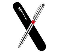 Paul Clover Promotional Personalised Laser Engraved Metal Ballpoint Touch Pen - Comes In An Elegant Velvet Pouch Available in 6 Colours (RED)