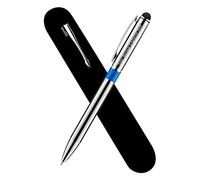 Paul Clover Promotional Personalised Laser Engraved Metal Ballpoint Touch Pen - Comes In An Elegant Velvet Pouch Available in 6 Colours (Blue)