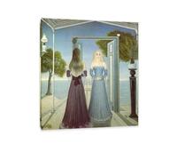 Paul Delvaux Wall Art At the Door Print on canvas Surrealism Canvas Art Famous Painting Reproduction Poster Bedroom Living Room Decor Home48x40cm(19x16in) Framed