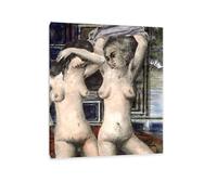 Paul Delvaux Wall Art Friends Print on canvas Surrealism Canvas Art Famous Painting Reproduction Poster Bedroom Living Room Decor Home35x30cm(14x12in) Framed
